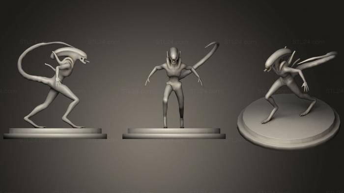 Статуэтки герои, монстры и демоны (Финальная поза Инопланетянина, STKM_1377) 3D модель для ЧПУ станка